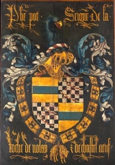 Panneau du chapitre de la Toison d&#39;or de 1468 aux armes de Philippe Pot. Cath&eacute;drale de Bruges.