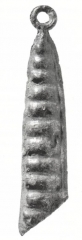 Broche de plomb en forme de cosse de gen&ecirc;t. Londres, British museum.