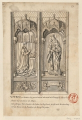 Le mot, le portrait&nbsp;et les armes de Philippe Pot sur le vitrail offert aux Cordeliers de Dijon et relev&eacute; pour F.-R. de Gaigni&egrave;res (BnF, Est. RESERVE Pe-4-Fol.)