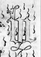 D&eacute;tail du chiffre de Marie de Cl&egrave;ves.&nbsp;Paris, BnF, ms. Fr. 25528.