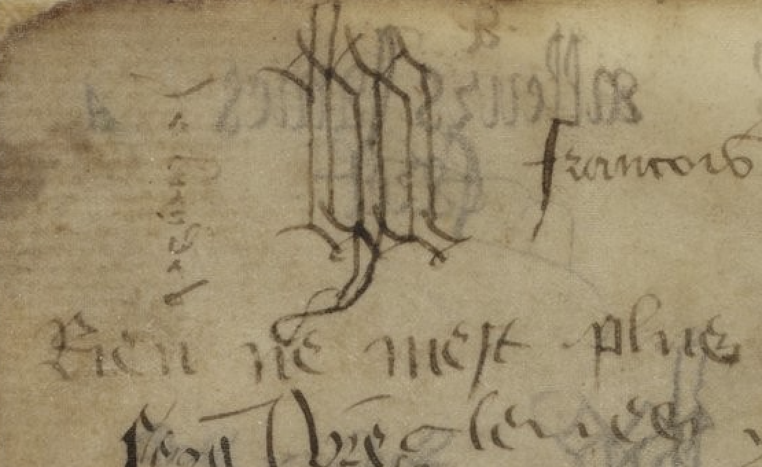 Le chiffre et le mot de Marie de Cl&egrave;ves dans le Liber Amicorum de son recueil des oeuvres d'Alain Chartier&nbsp;(Paris, Bnf, Ms. fr. 20026, fol. 1v.)