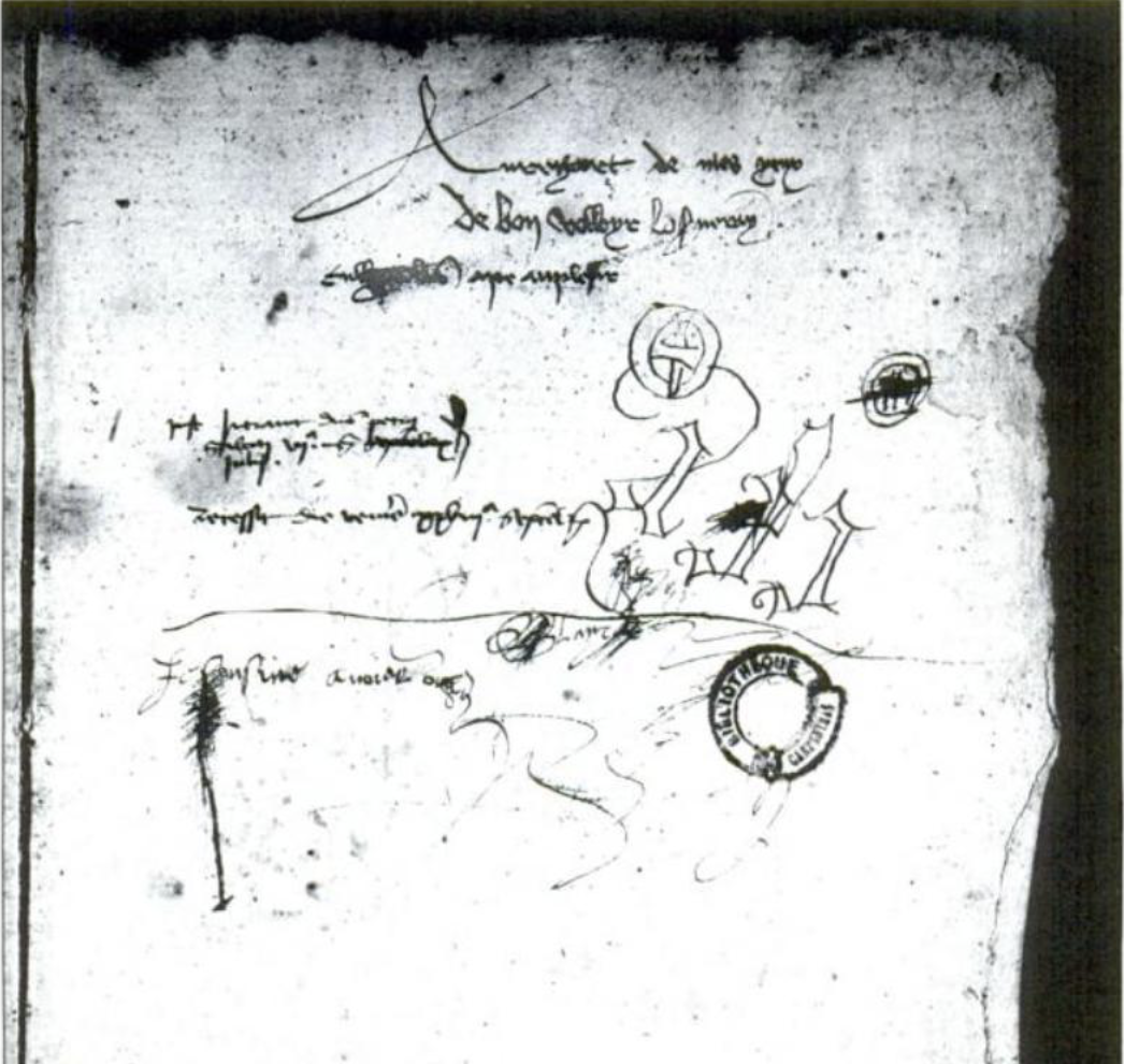 Chiffre et devise d'Antoine de la Sale.&nbsp;Carpentras, Biblioth&egrave;que Inguimbertine, Ms. 38, fol. 211.