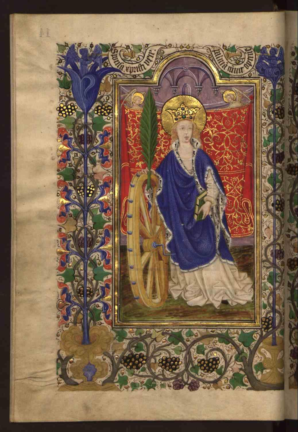 Sainte Catherine, Livro de Horas de D. Duarte, Lisbonne, Archives nationales Torre do Tombo, fol. 14.
