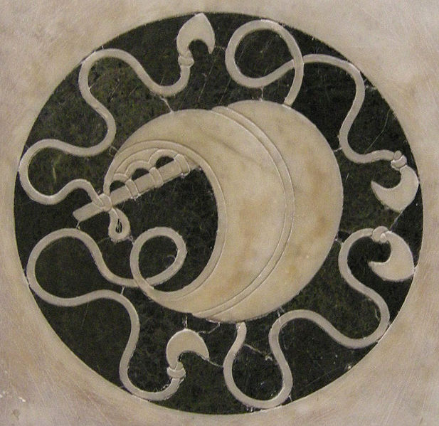 la devise de la voile de navire dans le d&eacute;cor du temple du Saint-S&eacute;pulcre de l'&eacute;glise Saint-Pancrace de Florence&nbsp;