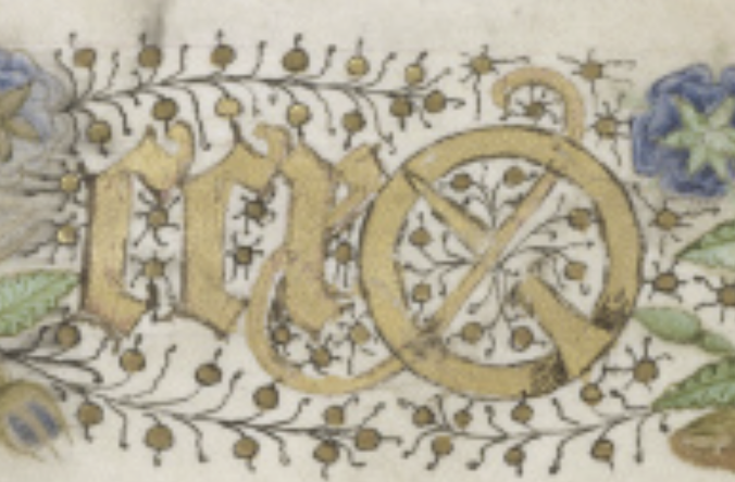 Le fermail attach&eacute; au chiffre CCR.&nbsp;Paradis de la Reine Sibylle, Chantilly, Mus&eacute;e Cond&eacute;, ms. 653, fol. 1v. (d&eacute;tail)