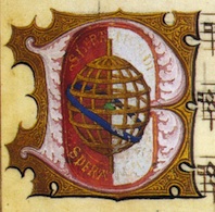 Détail d’un livre de chœur peint pour Manuel Ier avec sa devise, son mot et ses couleurs. Vienne, Osterreichische Nationalbibliothek, Cod. 1783, fol. 2., vers 1500.
